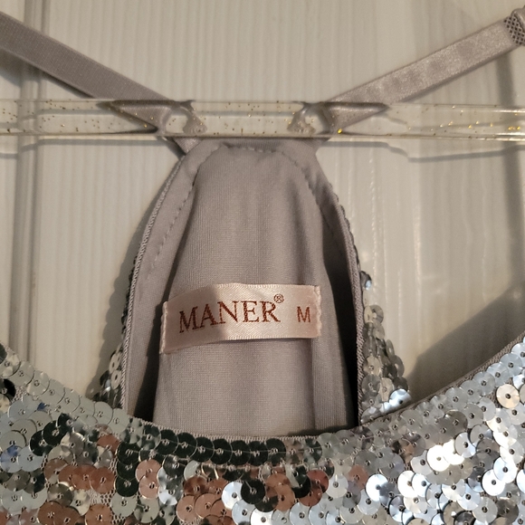 Maner Silver Sequin Party Dress - Picture 3 of 4